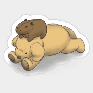 A Baby Capybara and a Puppy Sticker